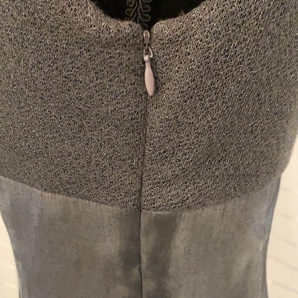 ✨Sexy Silver Kay Unger Silk Dress Size 10 - Picture 7 of 16